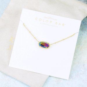 Kendra Scott Elisa Satellite Iridescent Blue Goldstone necklace Gold Plated